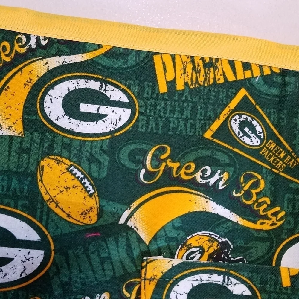 Handmade Waist Apron Green Bay Packers NFL Green Gold Half Apron Fits Most
